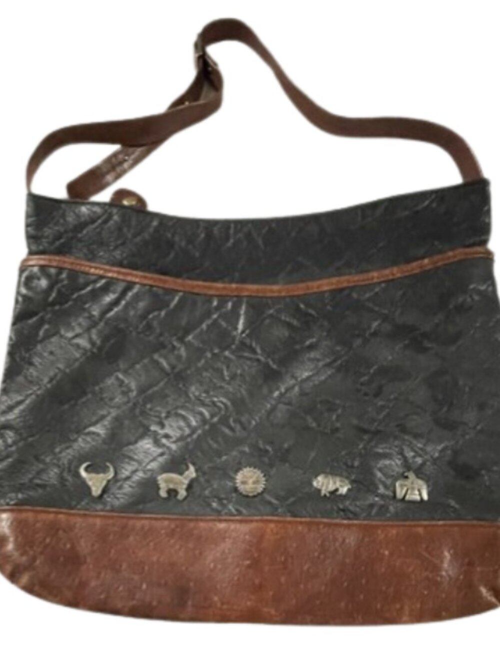 vintage Marco Avane two-tone leather shoulder bag featuring Southwestern-style